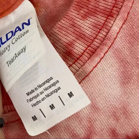 We Farm You Eat Tshirt Medium Red Bleached Tie Dye Faded Plate Garden Fresh Food - Picture 2 of 5